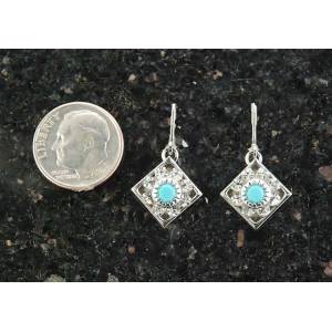 Finishing Touch Diamond Shaped Swarovski Crystal & Turquoise Earrings - Euro Wire