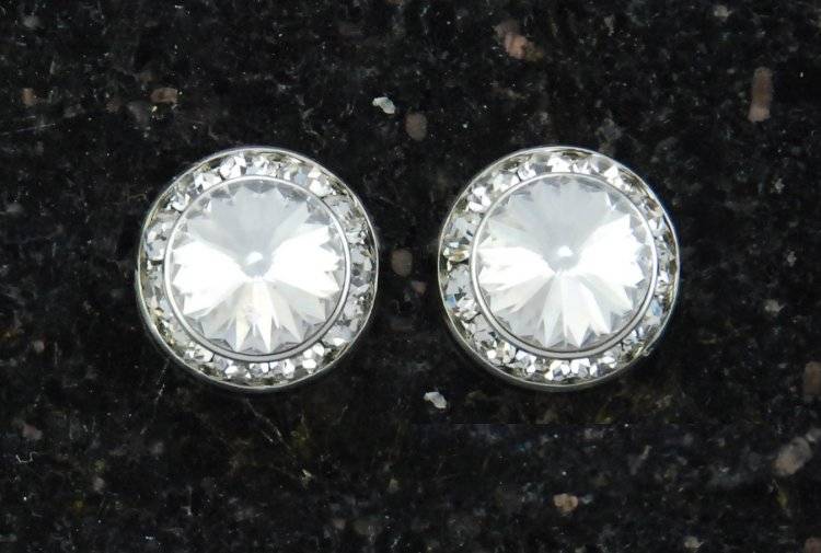 Finishing Touch Crystal Rivoli Stone In Crystal Frame Earrings