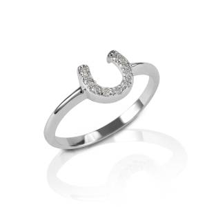 Kelly Herd Clear Horseshoe Ring - Sterling Silver