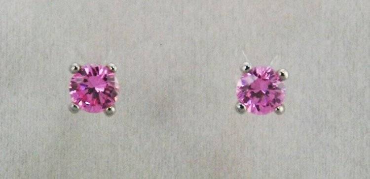 Finishing Touch 6.5 mm CZ Stud Earrings - Pink