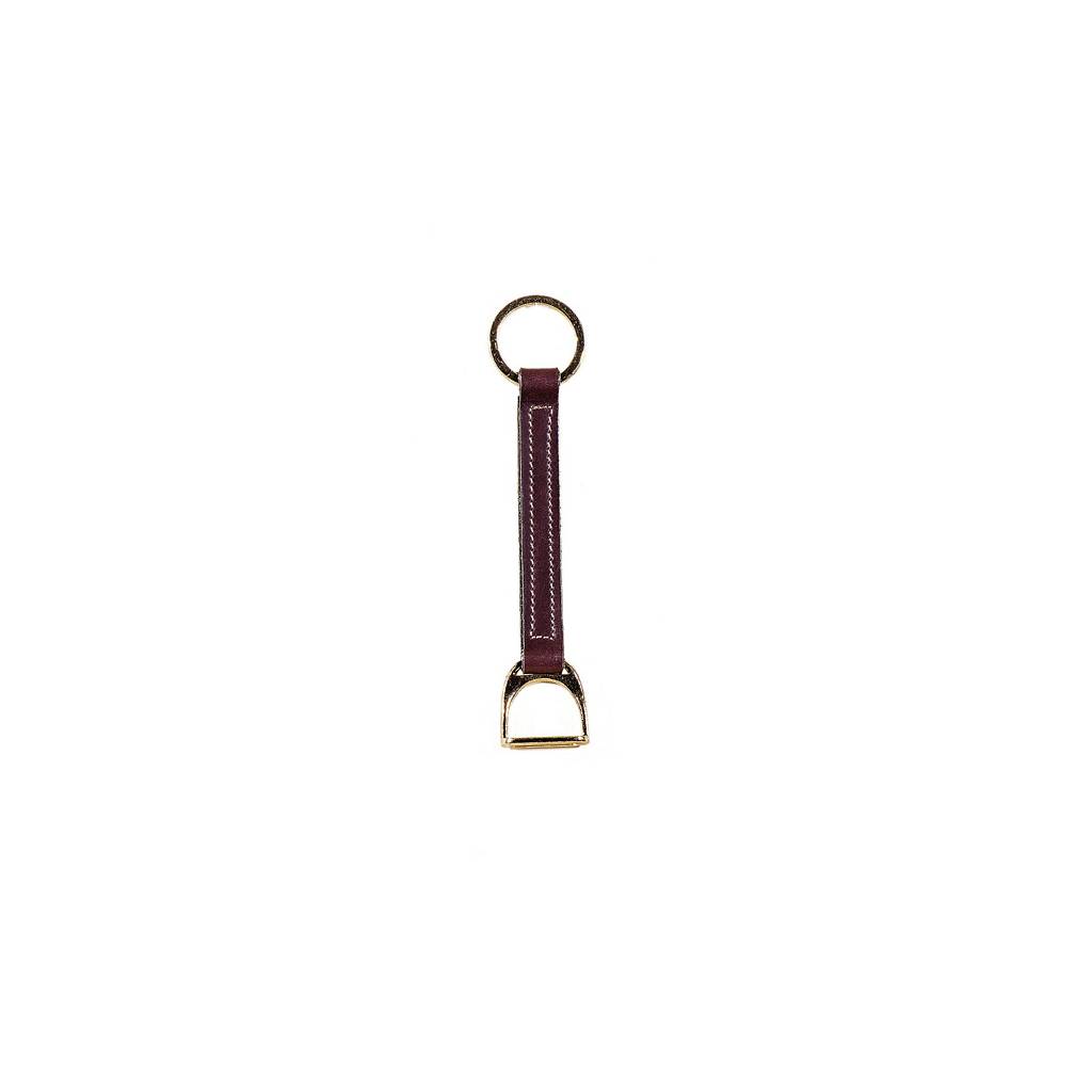 Tory Leather Brass Stirrup Strap Key Ring