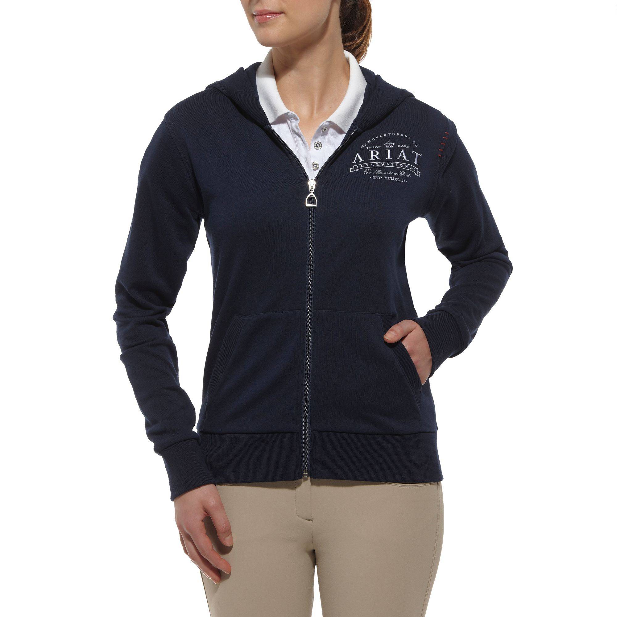 ladies navy zip hoodie