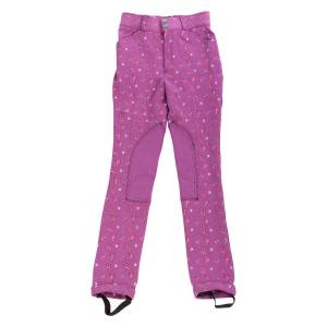 Daisy Clipper Purple Patterned Riding Pant - Kids, Knee Patch