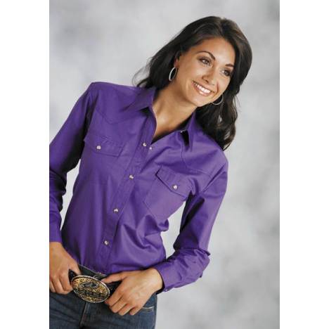 Roper Poplin Shirt - Ladies, Long Sleeve, Purple