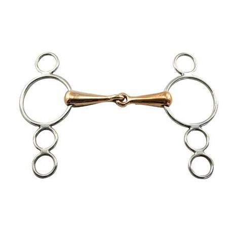 Coronet Copper Jointed 3 Ring Gag Bit