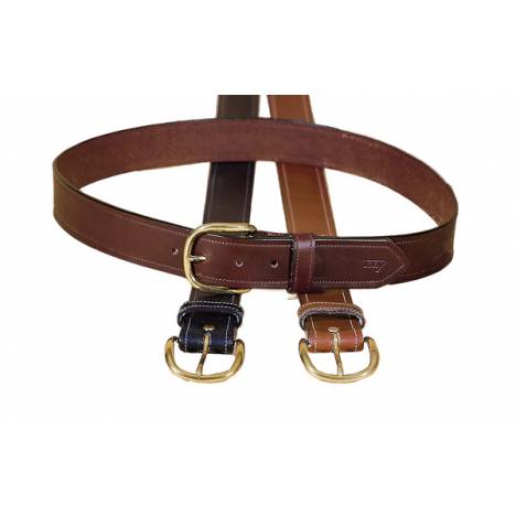 Tory Leather 1 1/2" Stitched Belt with Brass Buckle