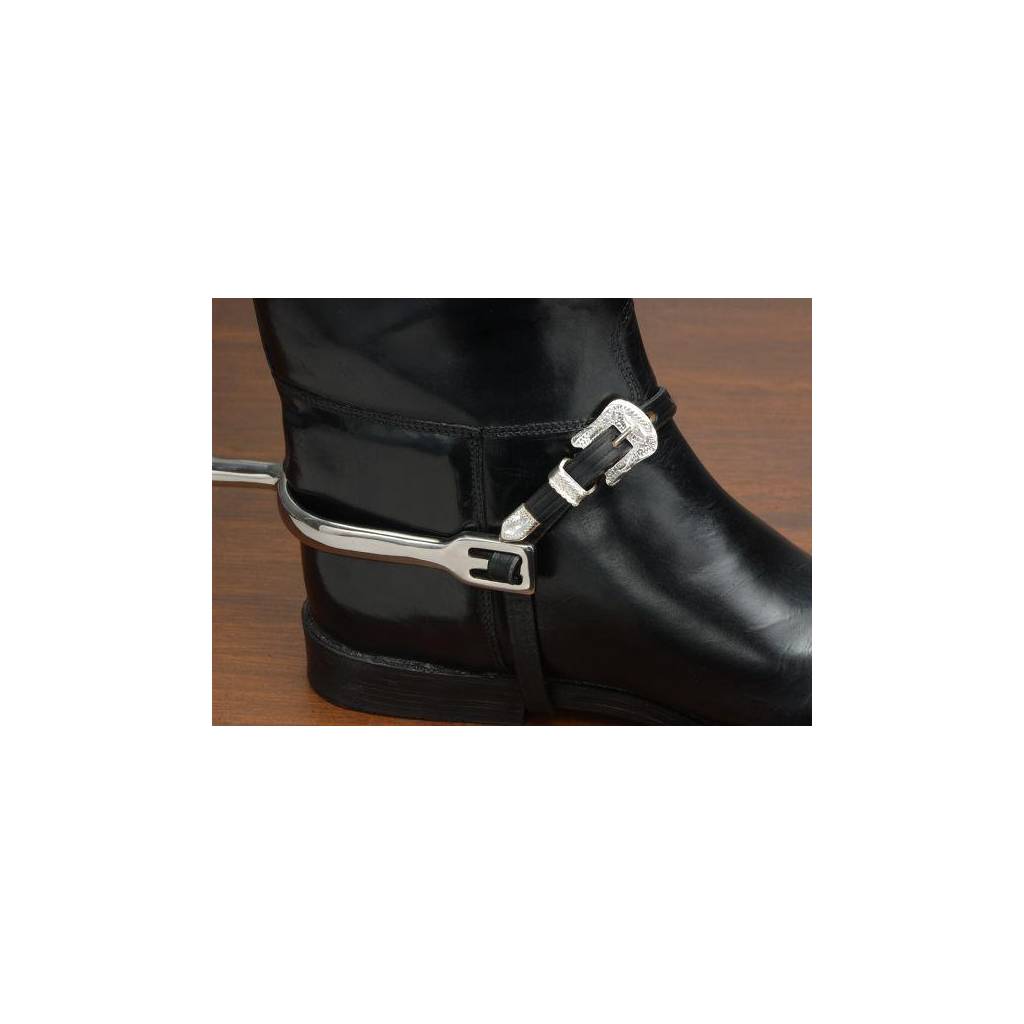 EquiRoyal Silver Buckle Leather Spur Straps