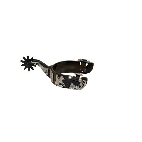 Metalab Black Satin Reining Spurs Floral Hand Reining Motif