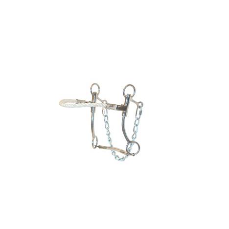 Metalab Stainless Steel Hackamore Bit with Rope NoseBand & Quick Link Chain