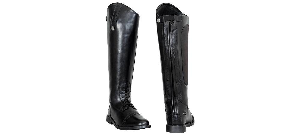 Black Leather Dressage Riding Boots Womens 6 1/2B with Boot Hooks USA