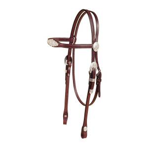 Tory Leather Flared Brow Headstall w/ Oklahoma Style Silver Trim
