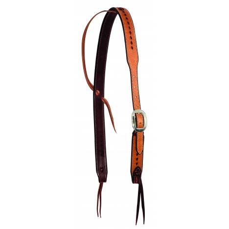 Wildfire Saddlery Leather Rough Out Buckstitched Cowboy Knot Slip Ear Headstall