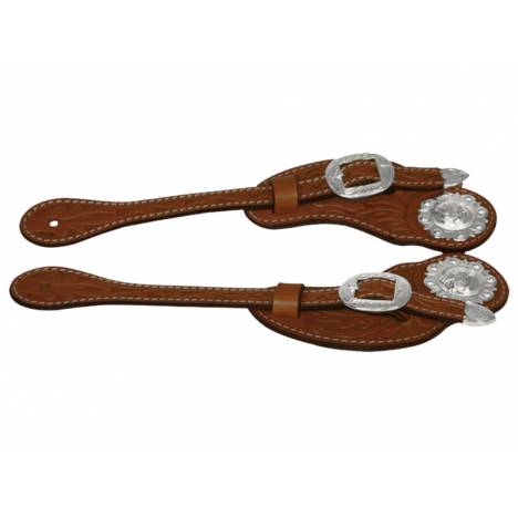 Western Oak Tooled Cowboy Spur Straps