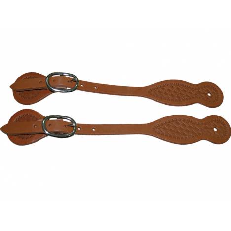 Western Basket Tooled Straight Spur Straps