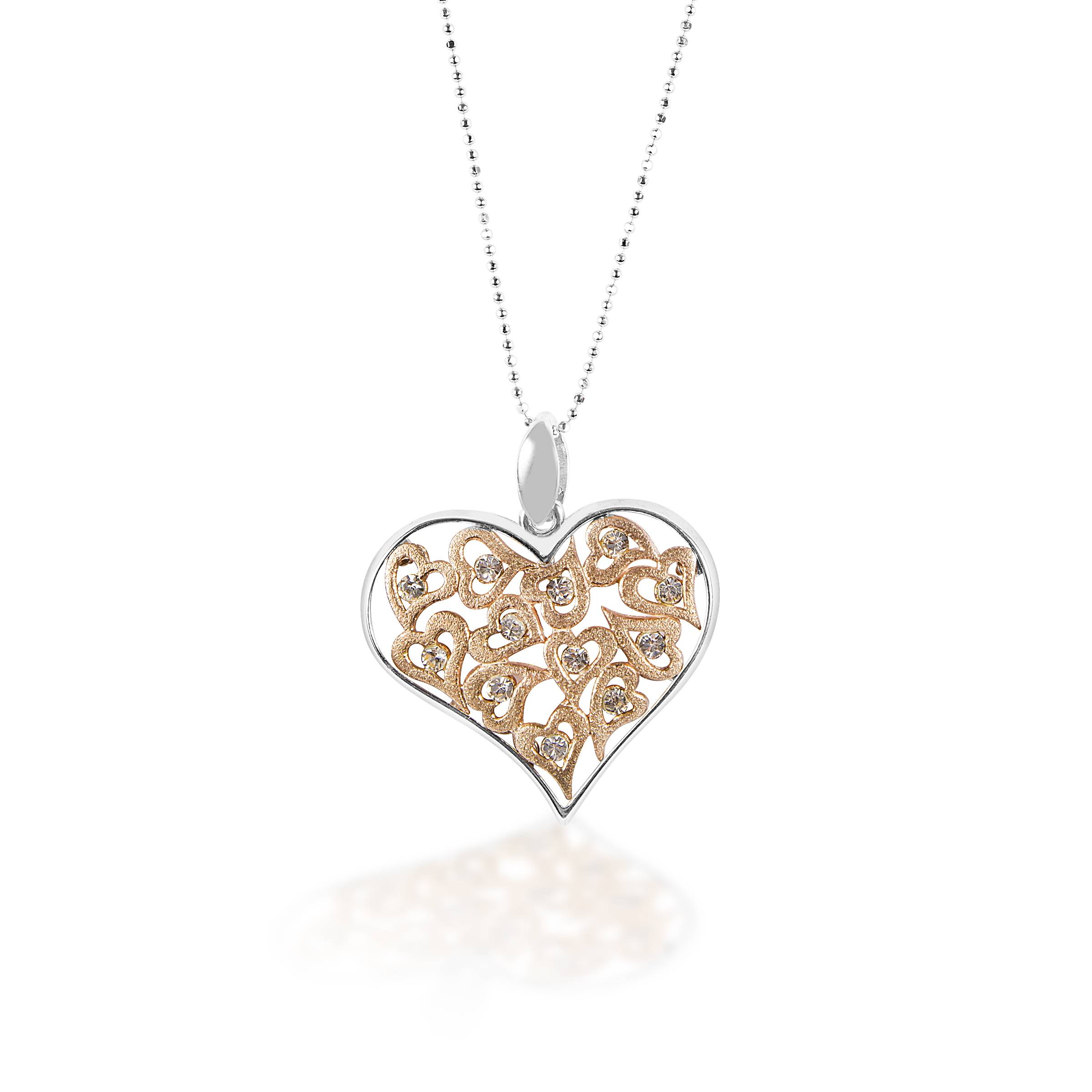 Kelly Herd Clear & Rose Gold Multi-Heart Pendant