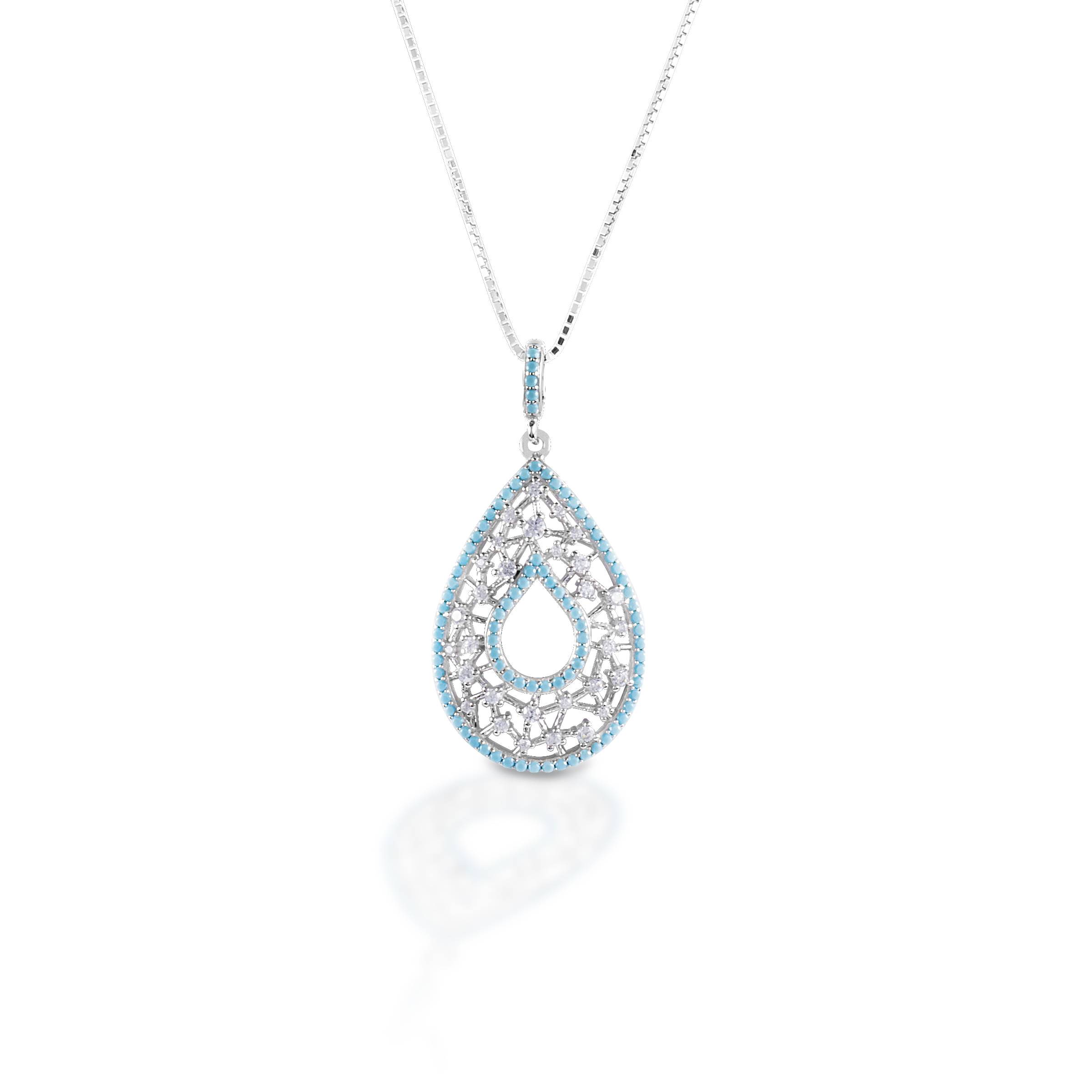 Kelly Herd Turquoise & Clear Teardrop Pendant