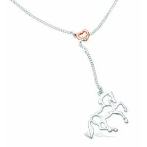 Kelley Rose Gold Heart & Silver Horse Tassel Necklace