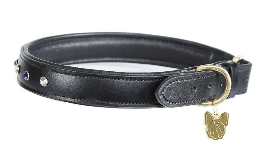 leather diamante dog collar