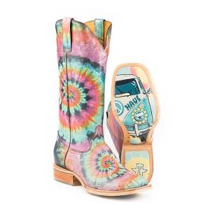 Tin Haul Ladies Boots - Groovy With Tie Dye Camper Sole