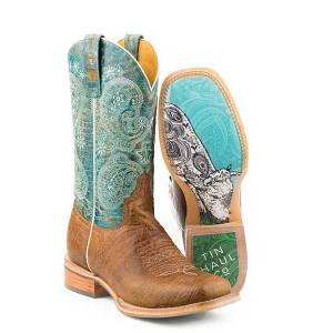 Tin Haul Ladies Boots - Yee-Haw With Paisley Calf Sole