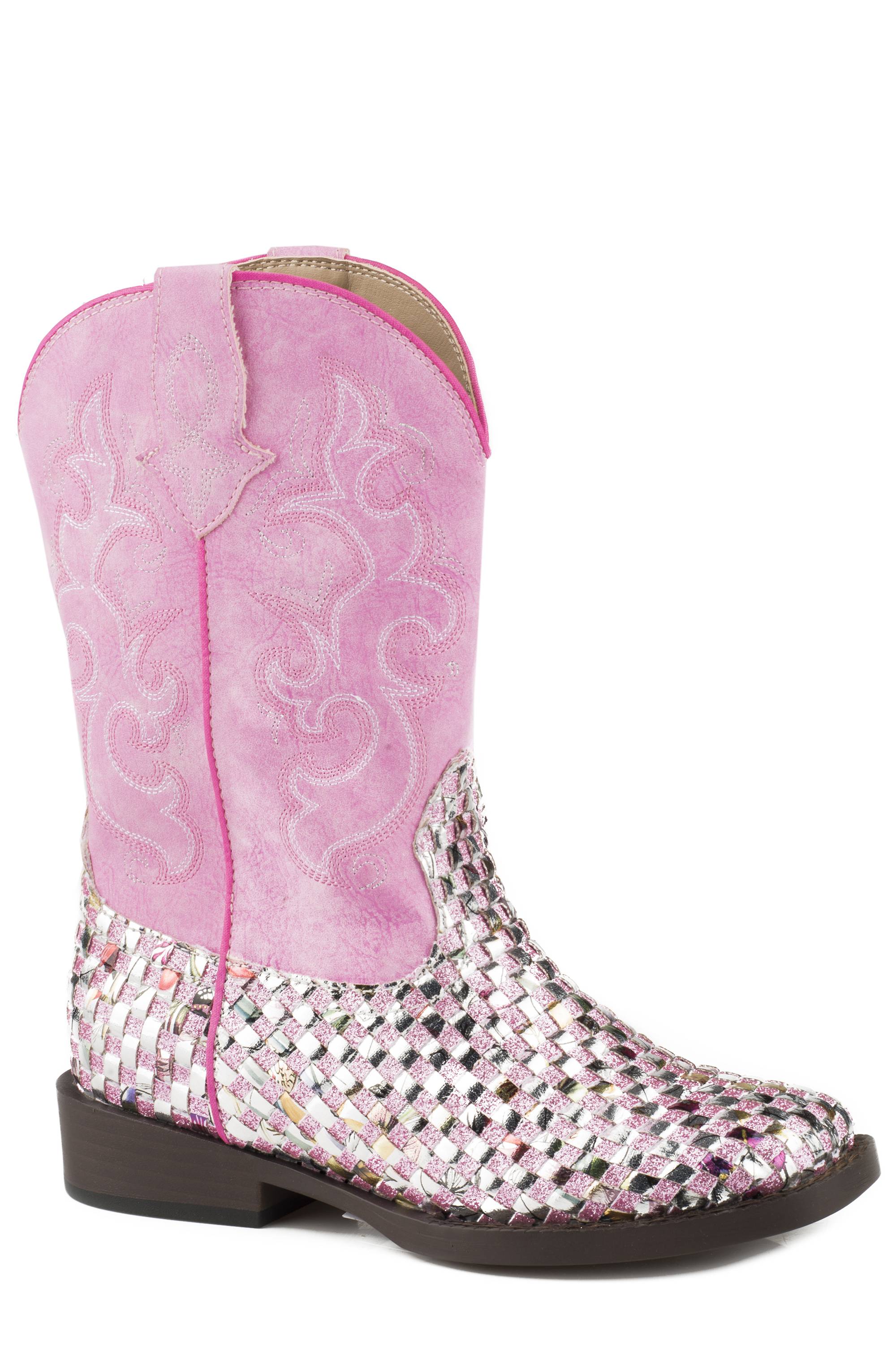 4-134379 Roper Kids Western Braid Square Toe Boots sku 4-134379