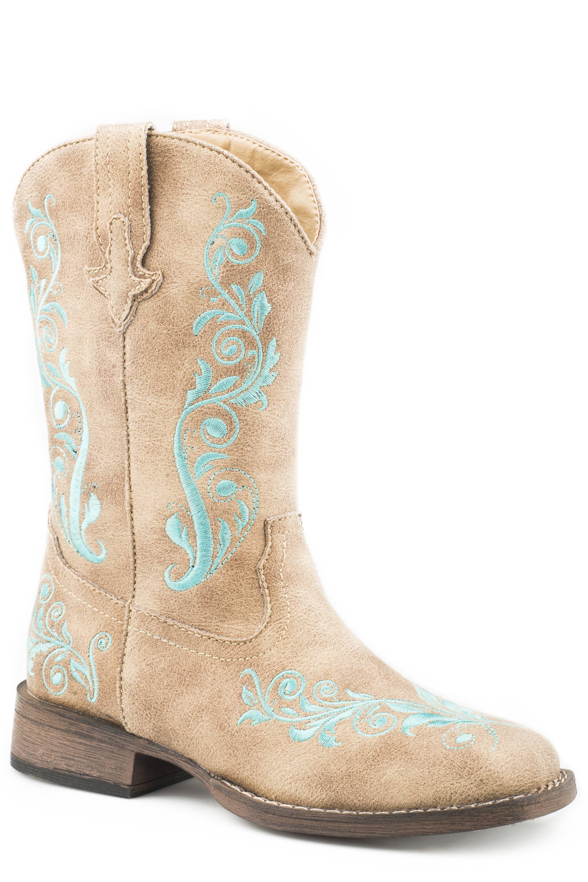 4-134471 Roper Lola Brown Square Toe Western Boots-Kids sku 4-134471