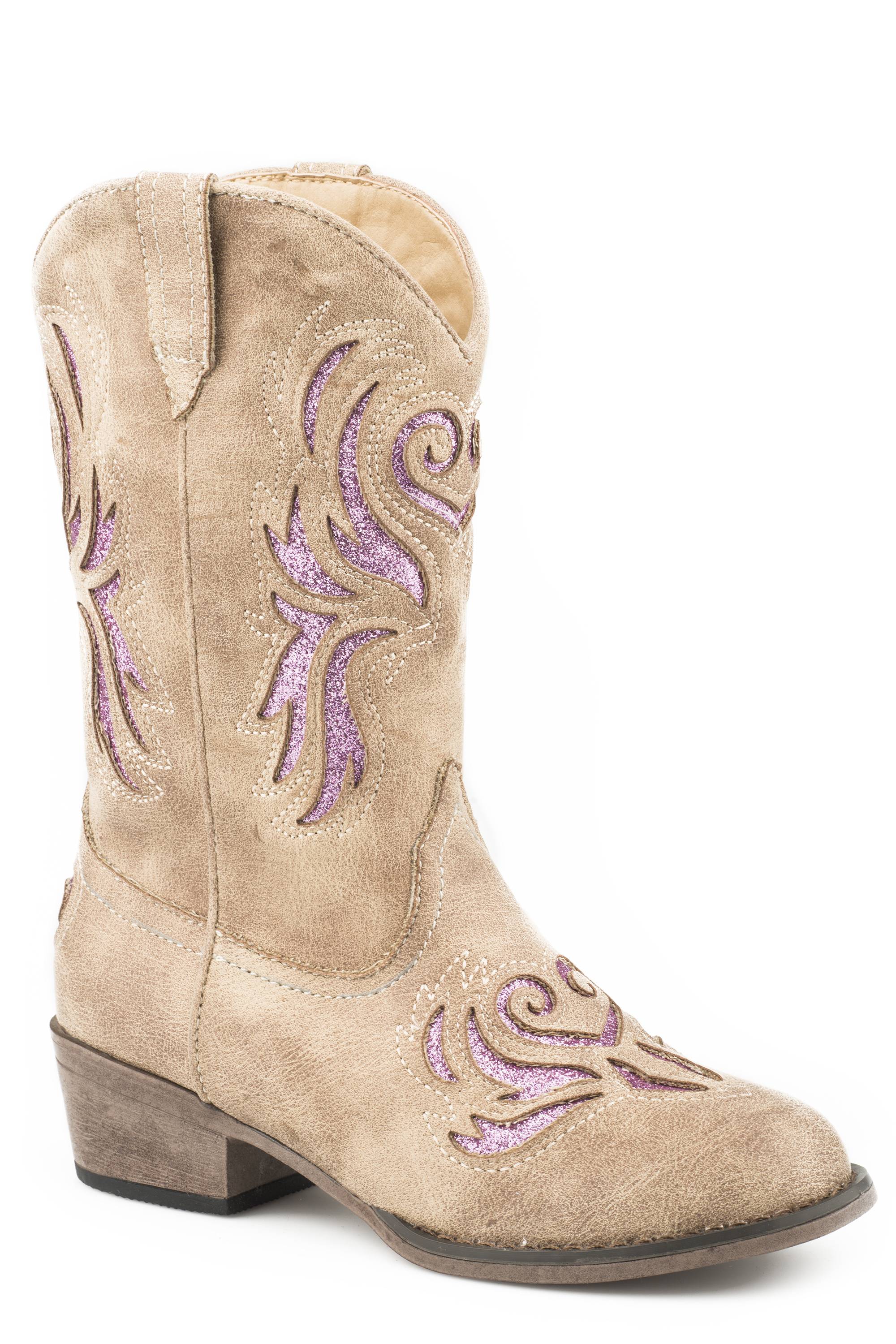 4-134548 Roper Metallic Zebra Square Toe Western Boots-Kids sku 4-134548