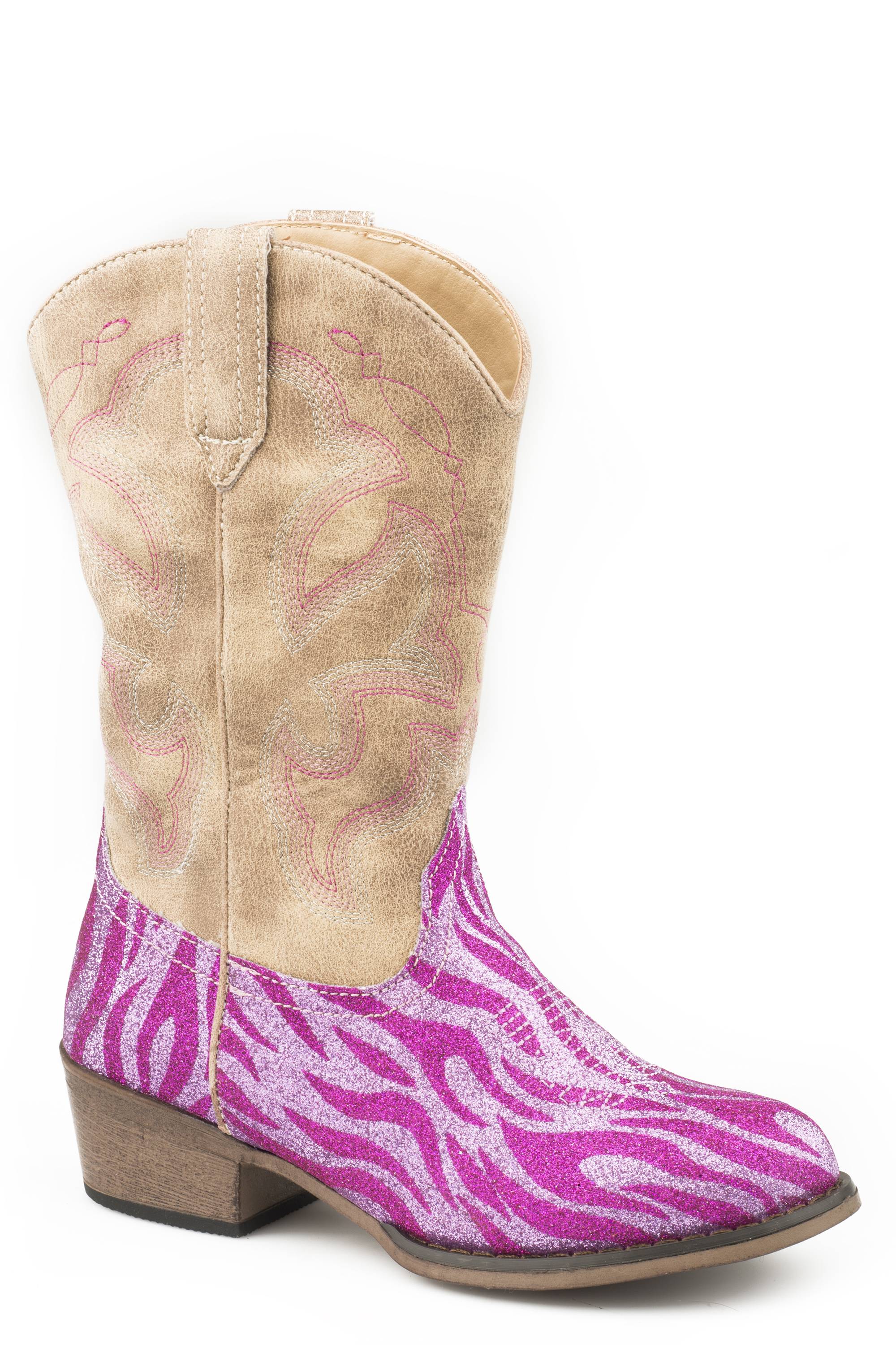 4-134557 Roper Metallic Zebra Square Toe Western Boots-Kids sku 4-134557