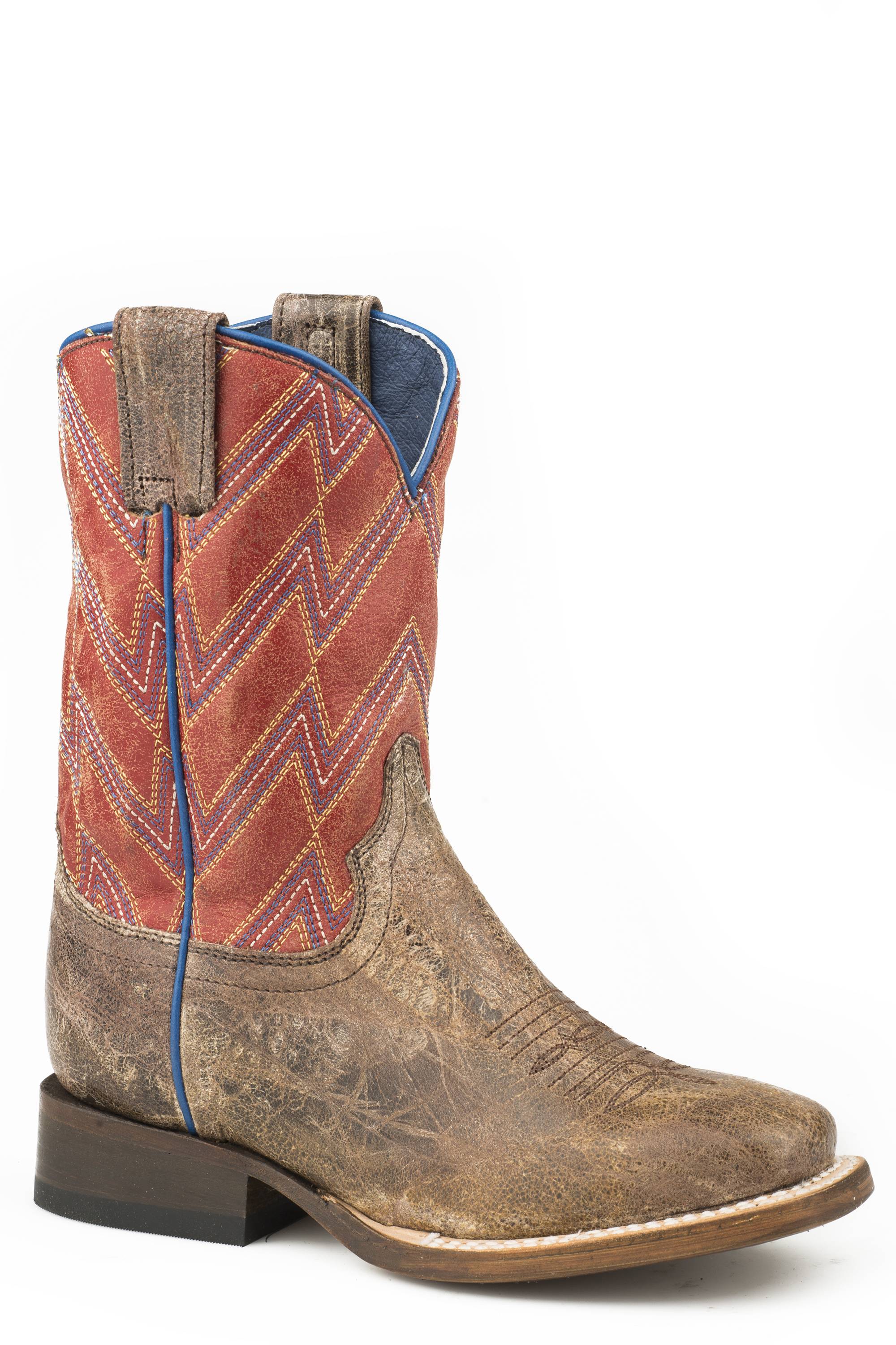 Roper Kids Chevron Square Toe Western Boots