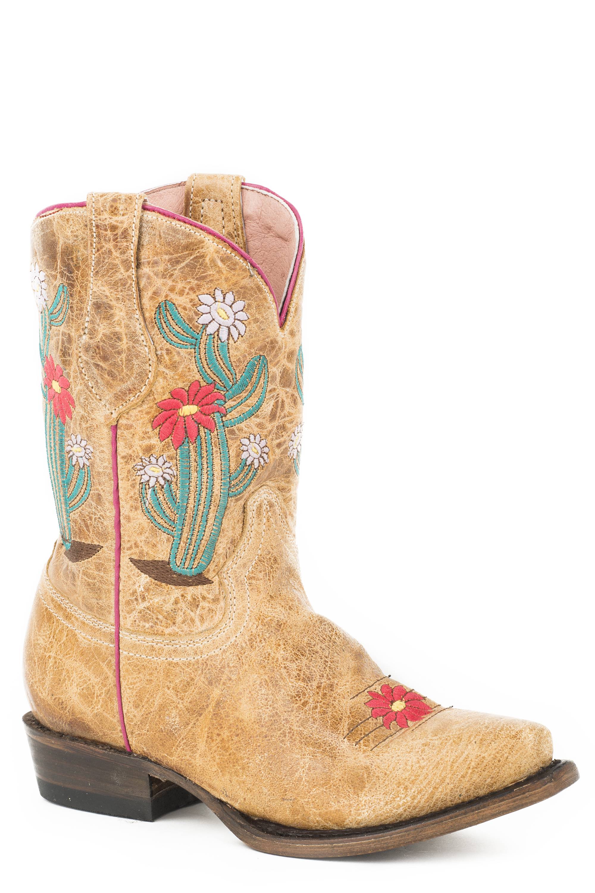 Roper Cactus Cutie Snip Toe Western Boots-Kids