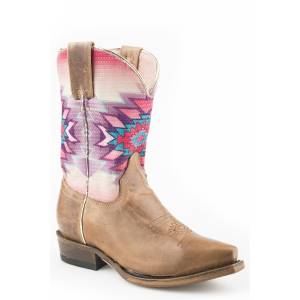 Roper Cactus Cutie Snip Toe Western Boots-Kids