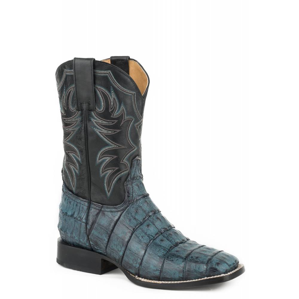 Roper Deadwood Boot Mens Burnish Tan/Marble Blue Men's Riding