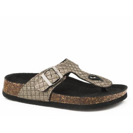 Roper Ladies Tabitha Quilted Faux Leather Thong Sandals