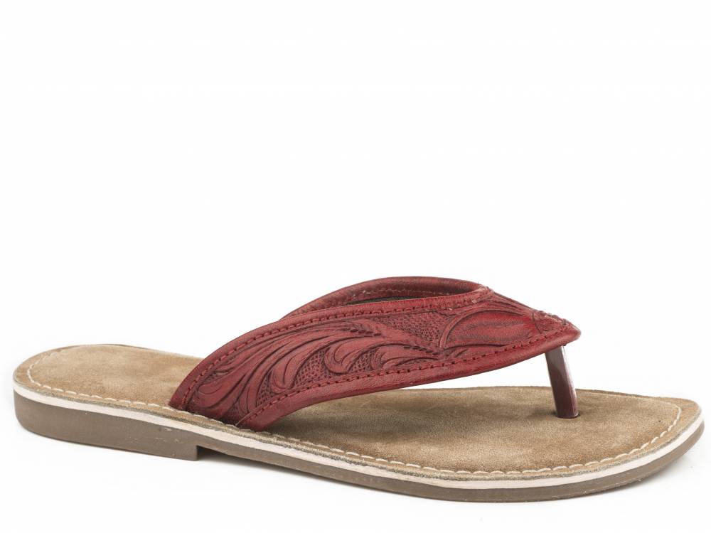 roper tooled leather sandals