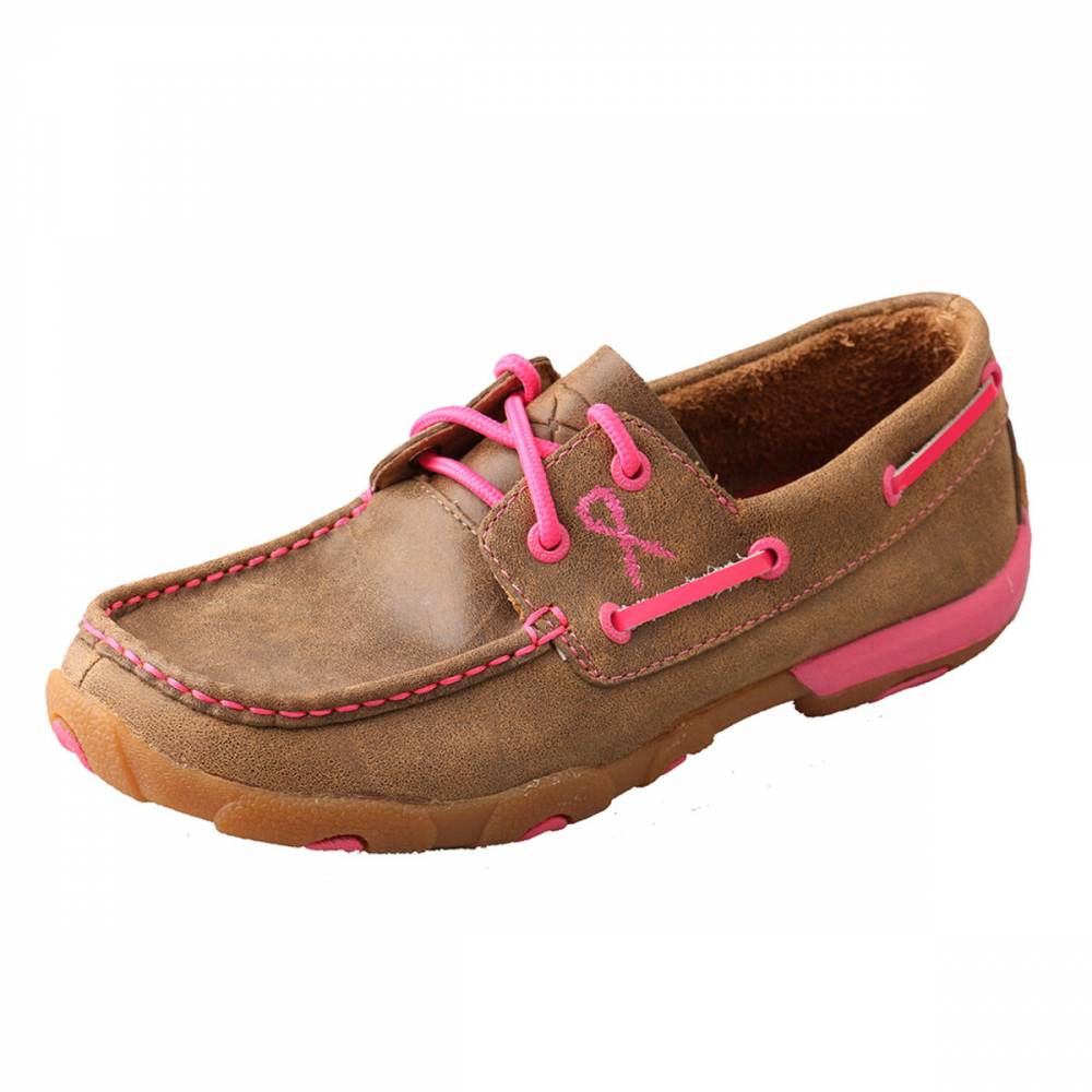 Twisted X Ladies Tough Enough To Wear Pink Boat Shoe Driving Mocs