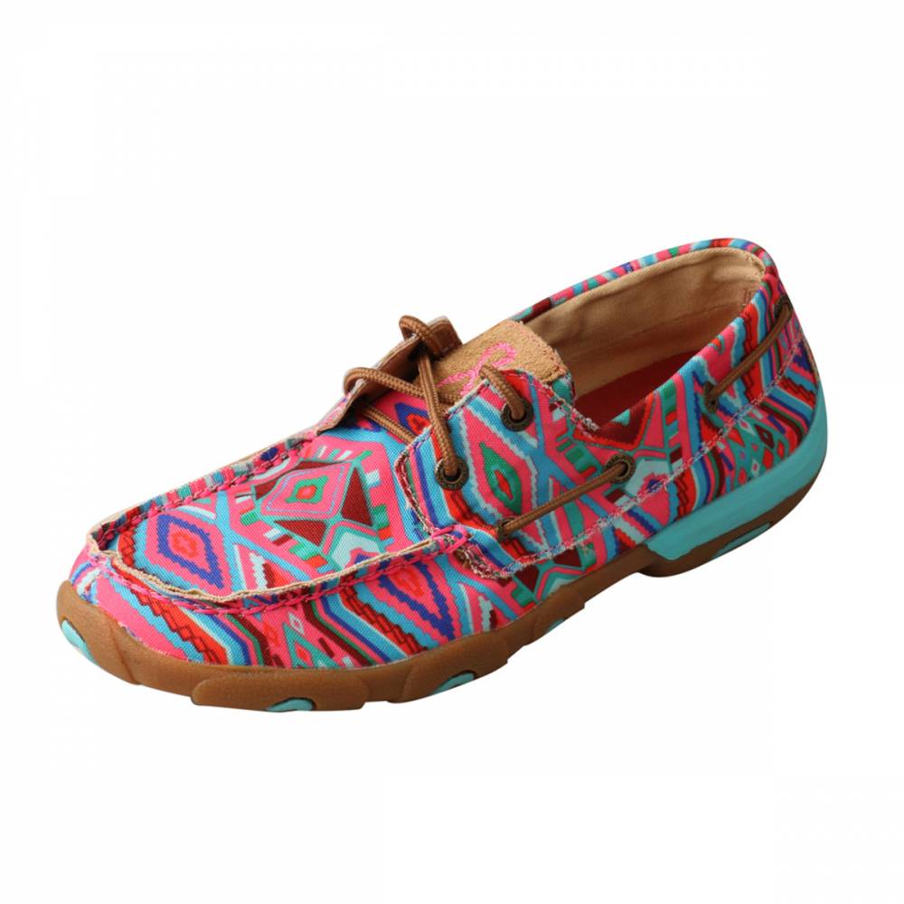 Twisted X Ladies Tough Enough To Where Pink Boat Shoe Driving Mocs