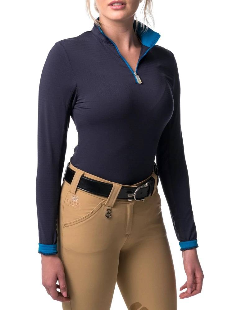 4-206433 Kastel Denmark Ladies Long Sleeve 1/4 Zip Shirt sku 4-206433