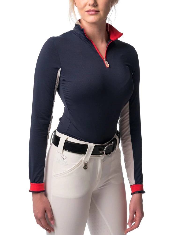 4-206445 Kastel Denmark Ladies Long Sleeve 1/4 Zip Shirt sku 4-206445