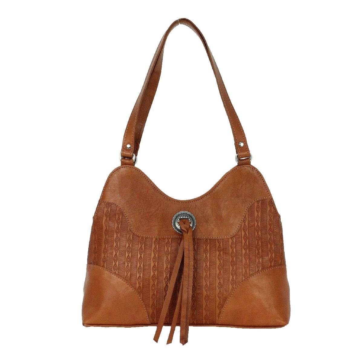 American West Basket Weave Multi-Compartment Shoulder Bag