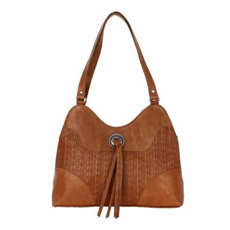 American West Basket Weave Multi-Compartment Shoulder Bag