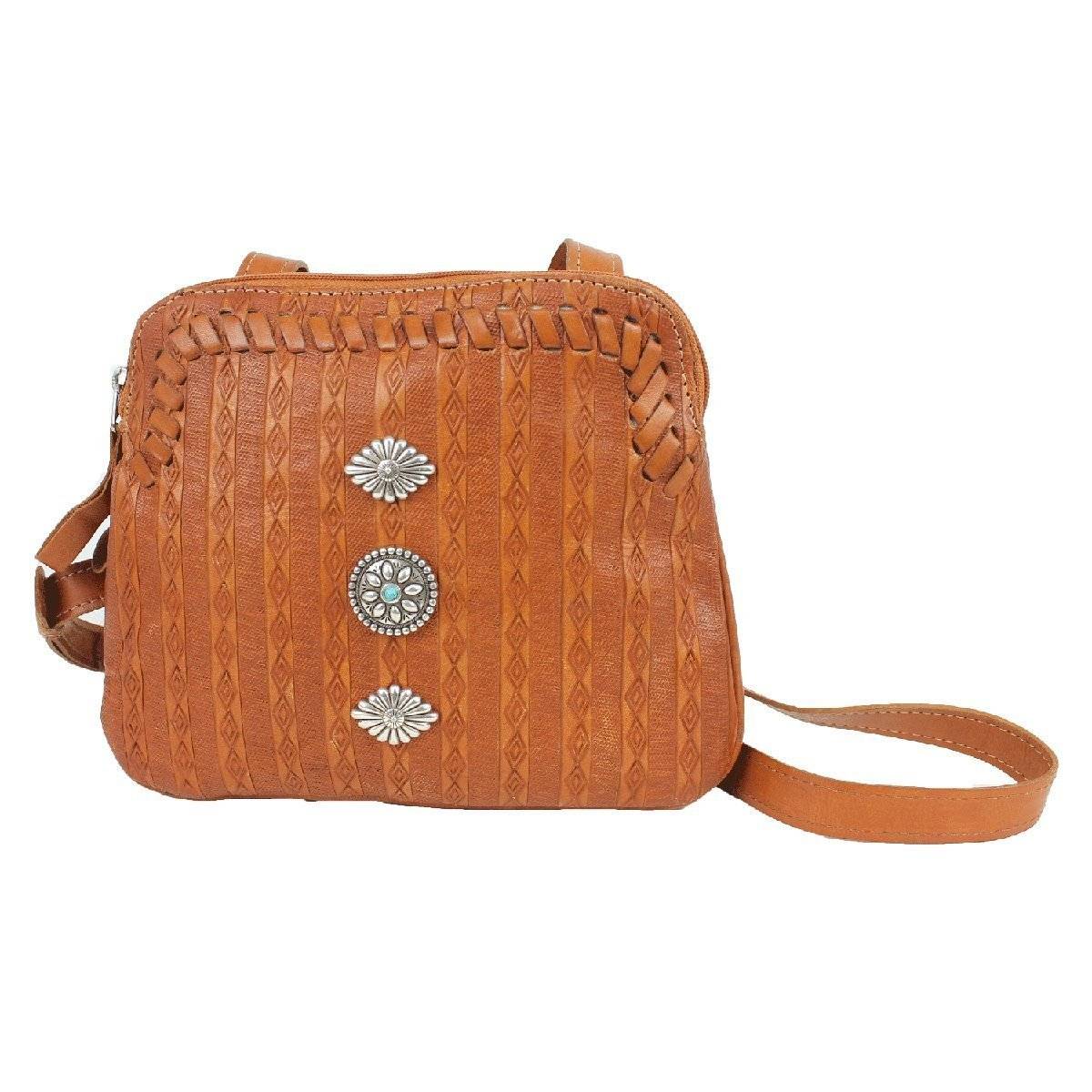 American West Basket Weave Multi-Compartment Crossbody Bag