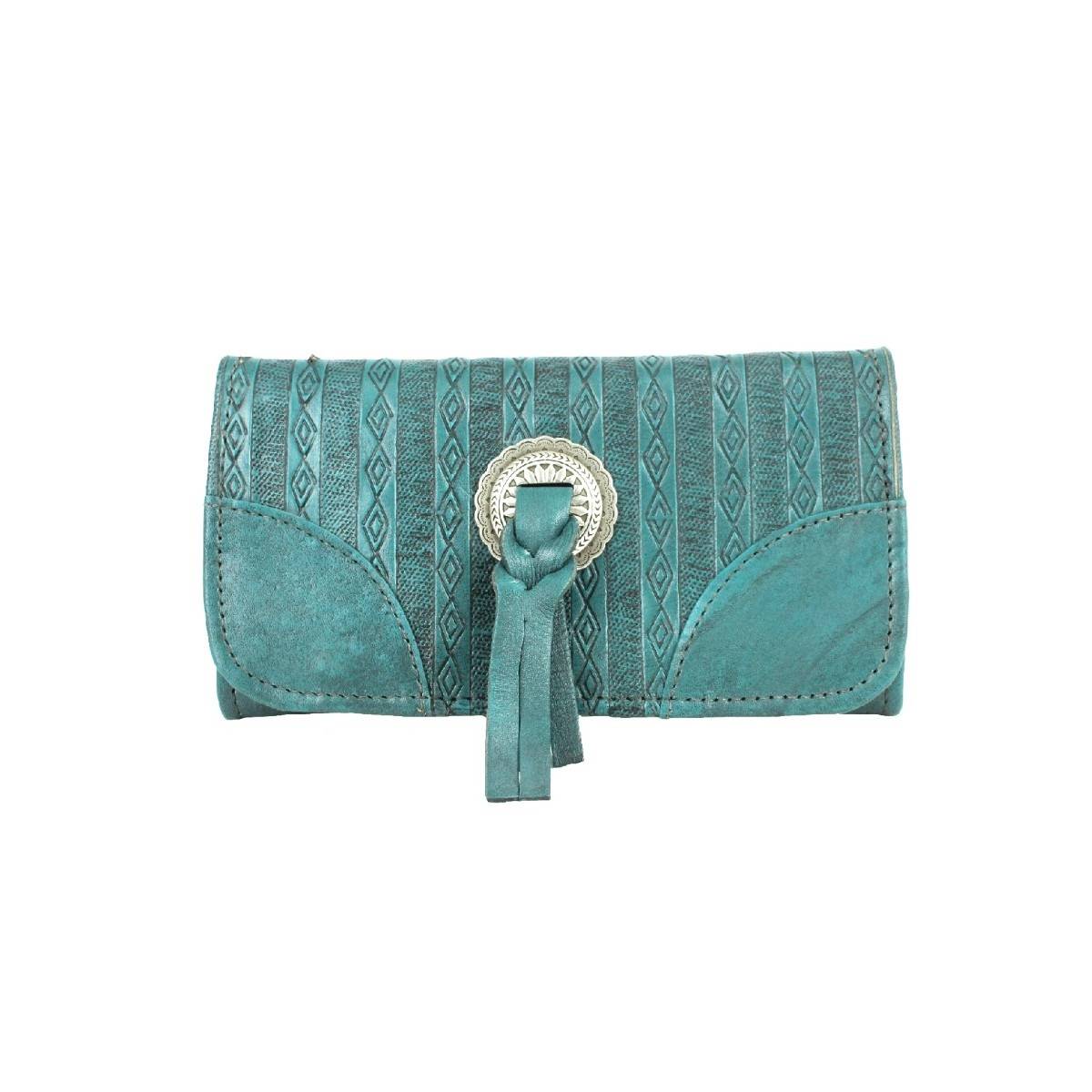 American West Ladies Basket Weave Tri-Fold Wallet