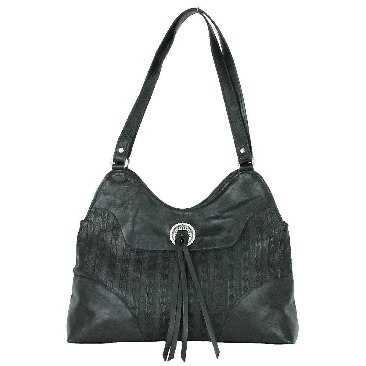 American West Basket Weave Multi-Compartment Shoulder Bag