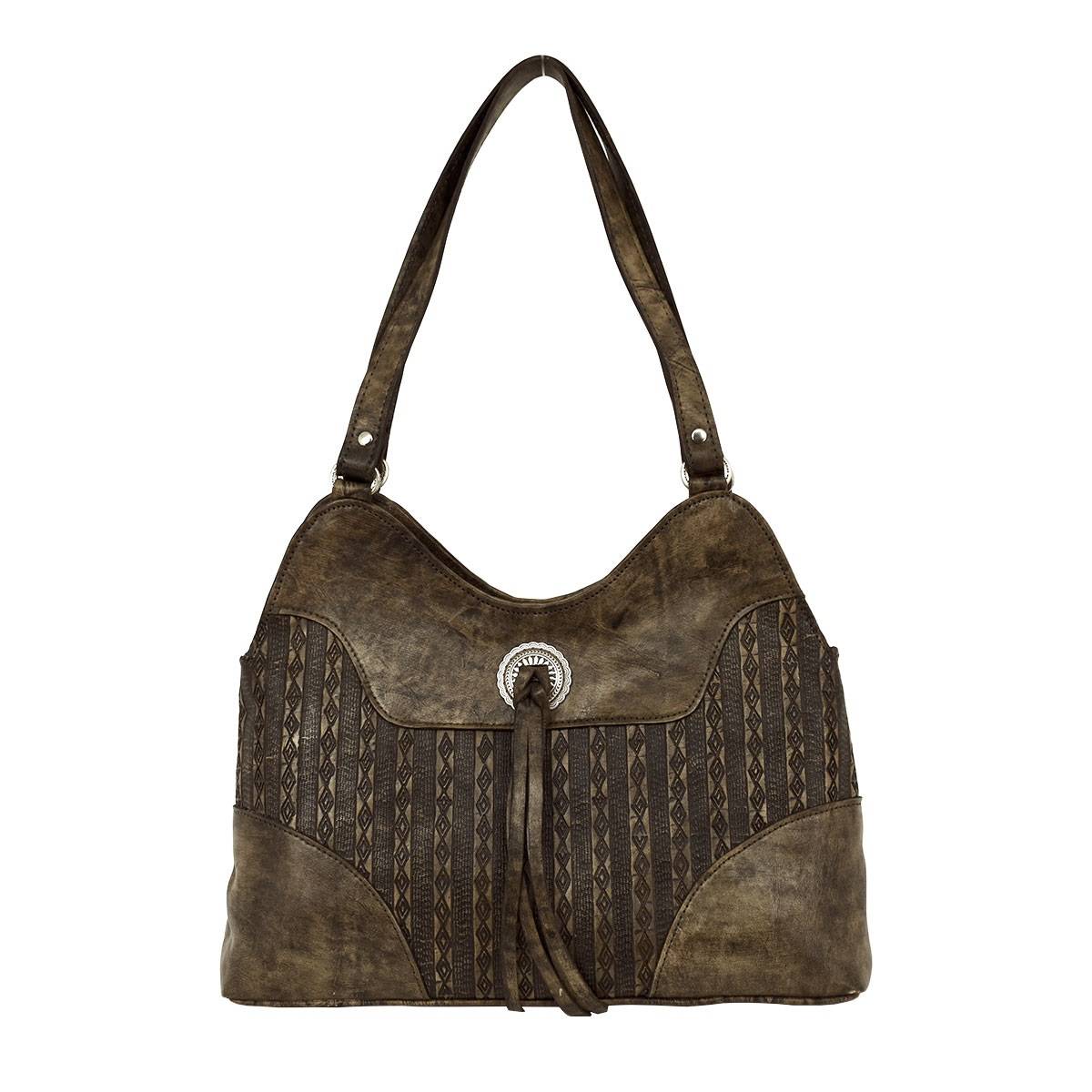 American West Basket Weave Multi-Compartment Shoulder Bag