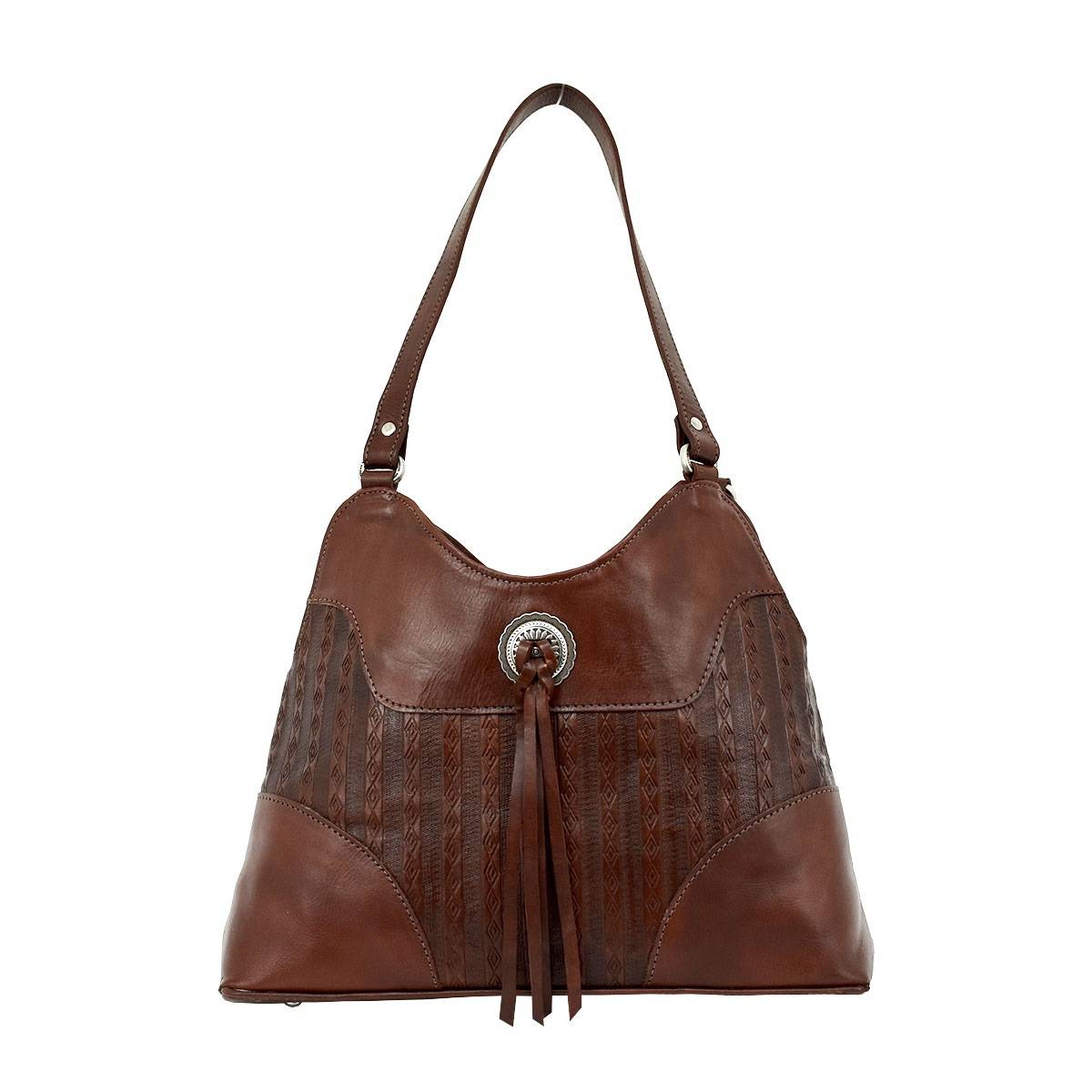 American West Basket Weave Multi-Compartment Shoulder Bag