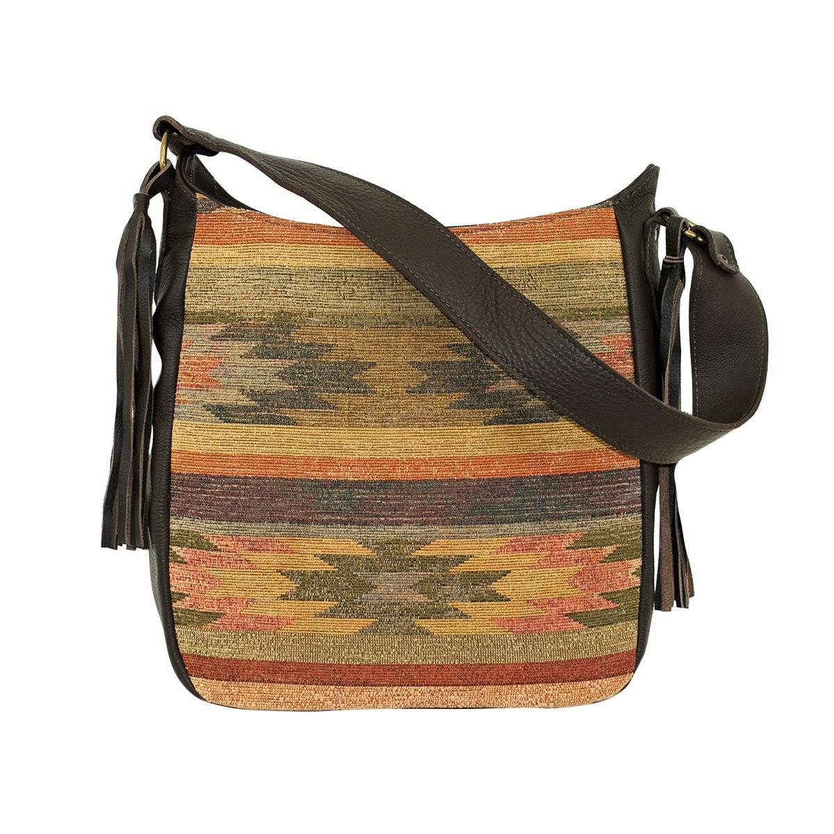 American West Sante Fe Aztec Tapestry Zip Top Shoulder Hobo Bag