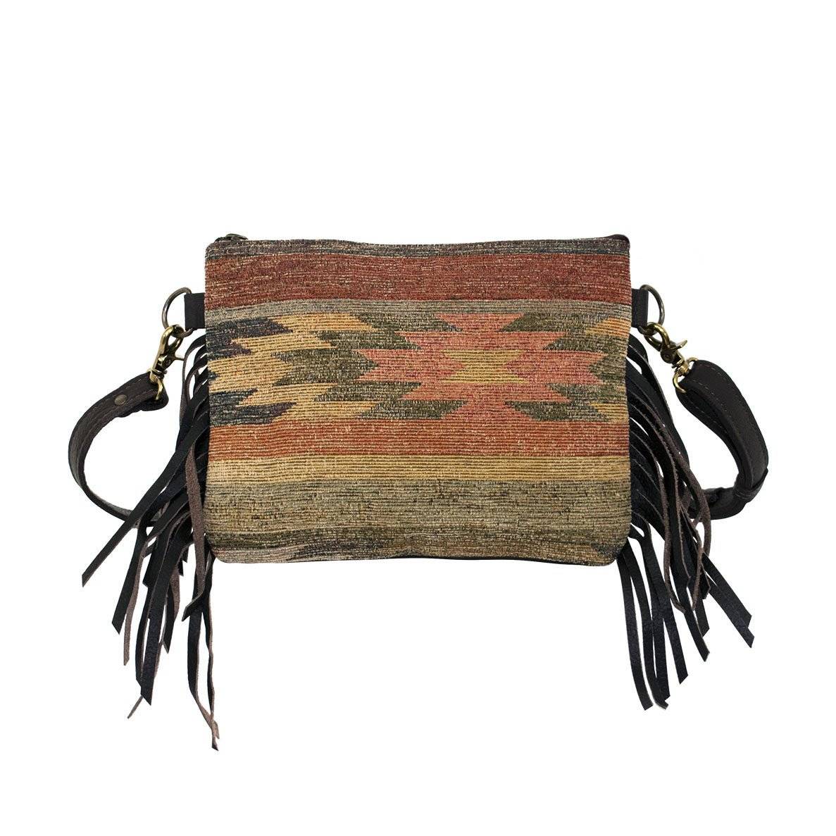 American West Sante Fe Aztec Tapestry Zip Top Crossbody Bag