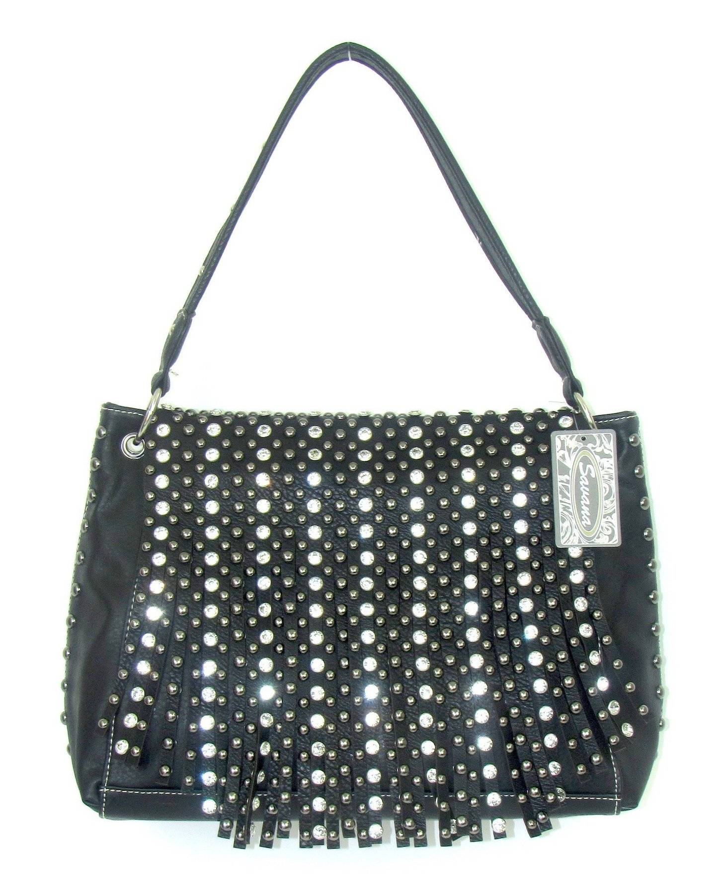 4-207157 Savana Fringe Flap Bag with Studs And Stones sku 4-207157