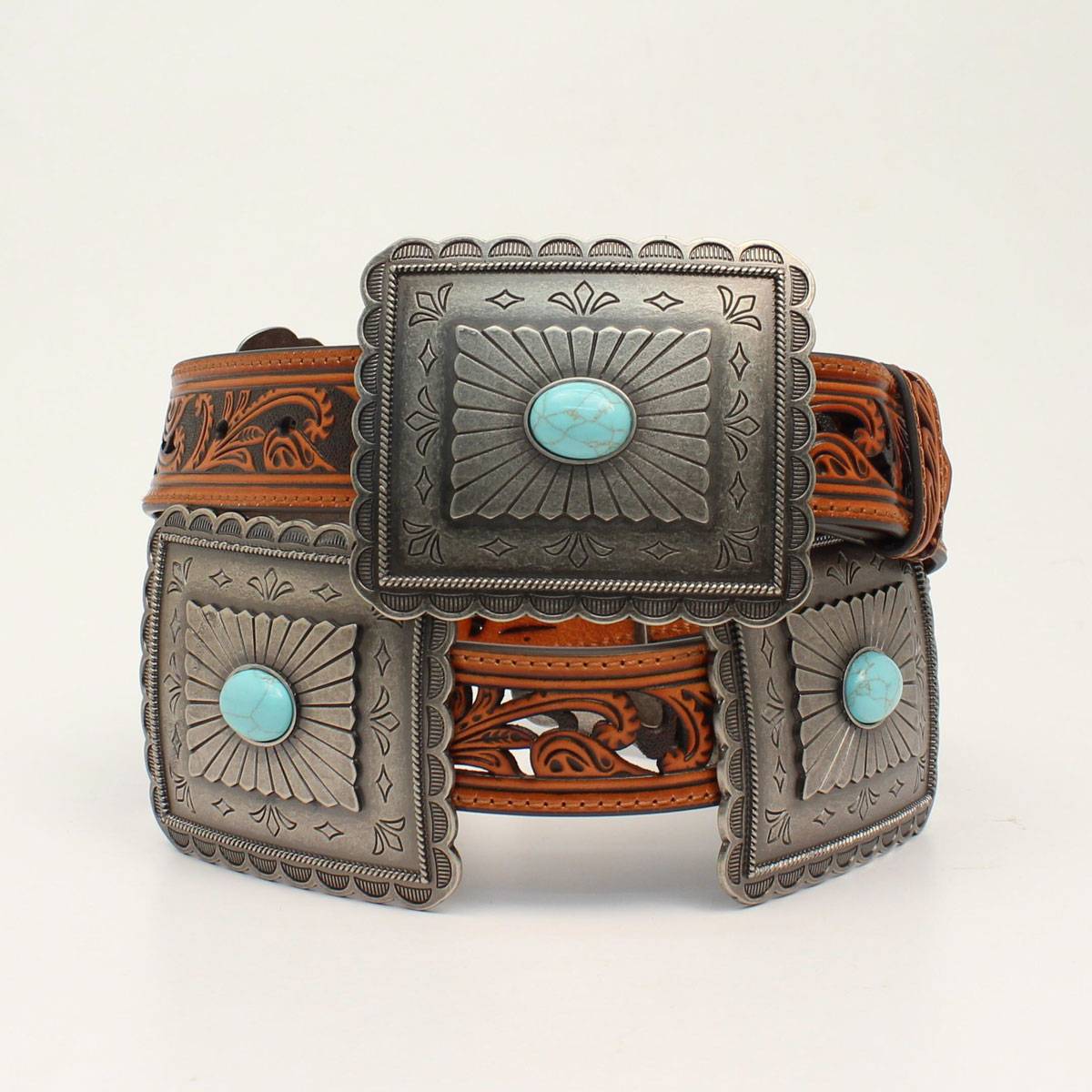 4-194346 Ariat Ladies 1 1/2 Tooled Cut Out Concho Belt sku 4-194346