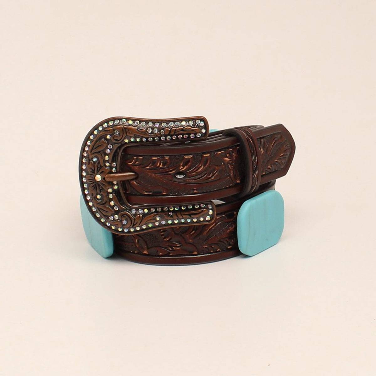 Angel Ranch Kids 1 1/4 Sand Embossed Turqoise Stone Belt